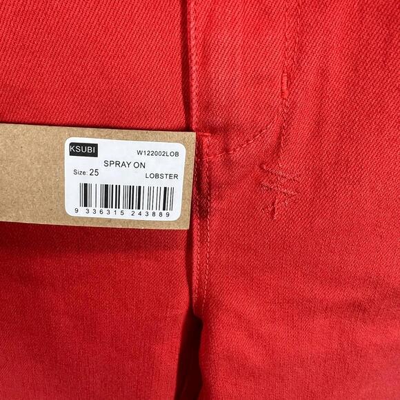 Ksubi Jeans Womens 25 Lobster Orange Spray On Smoke Denim Skinny Ankle Crop Leg - Picture 3 of 13